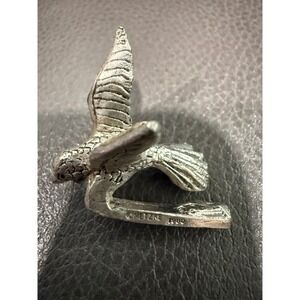 Vintage Metzke 1980 Pewter Hummingbird Figurine Small Silver Tone Bird Decor